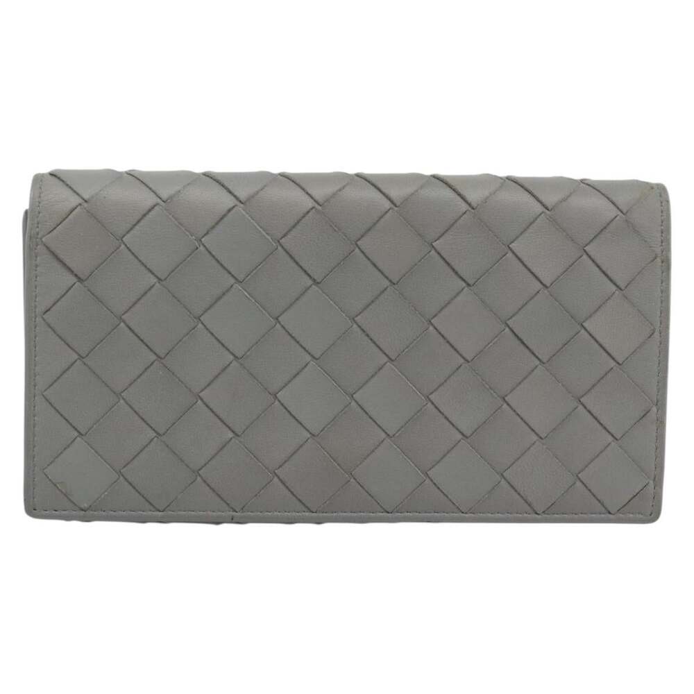 Bottega Veneta Maxi Intrecciato Long Wallet Gray